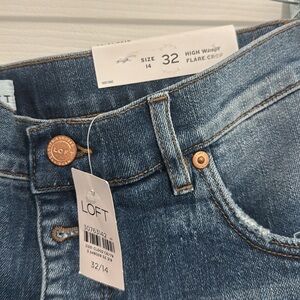 LOFT High Waist Flare Crop Jeans